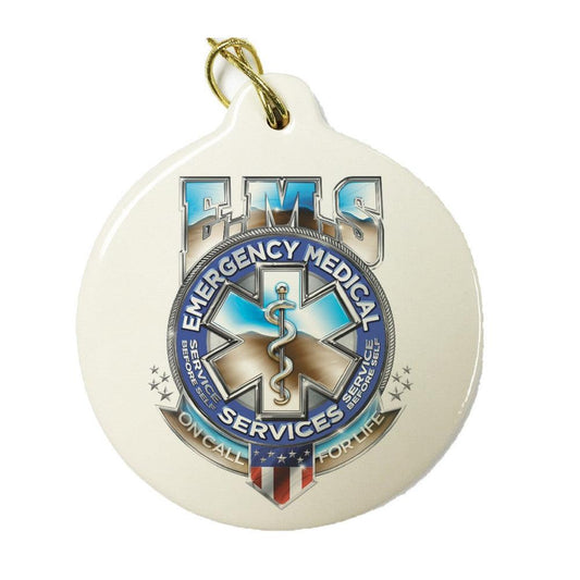 EMS Chrome Badge Christmas Ornament-Military Republic