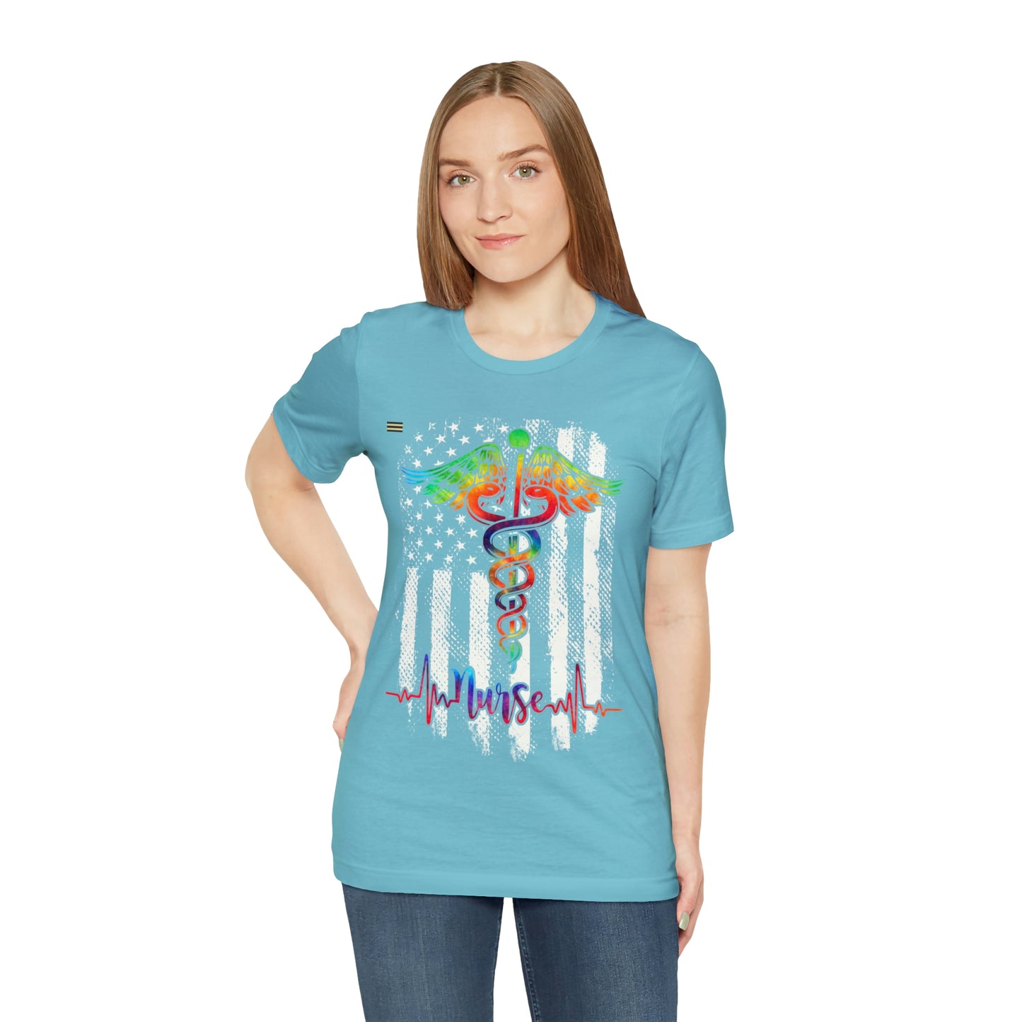 Nurse Calligraphy with Distressed Flag Design Nurse T-shirt