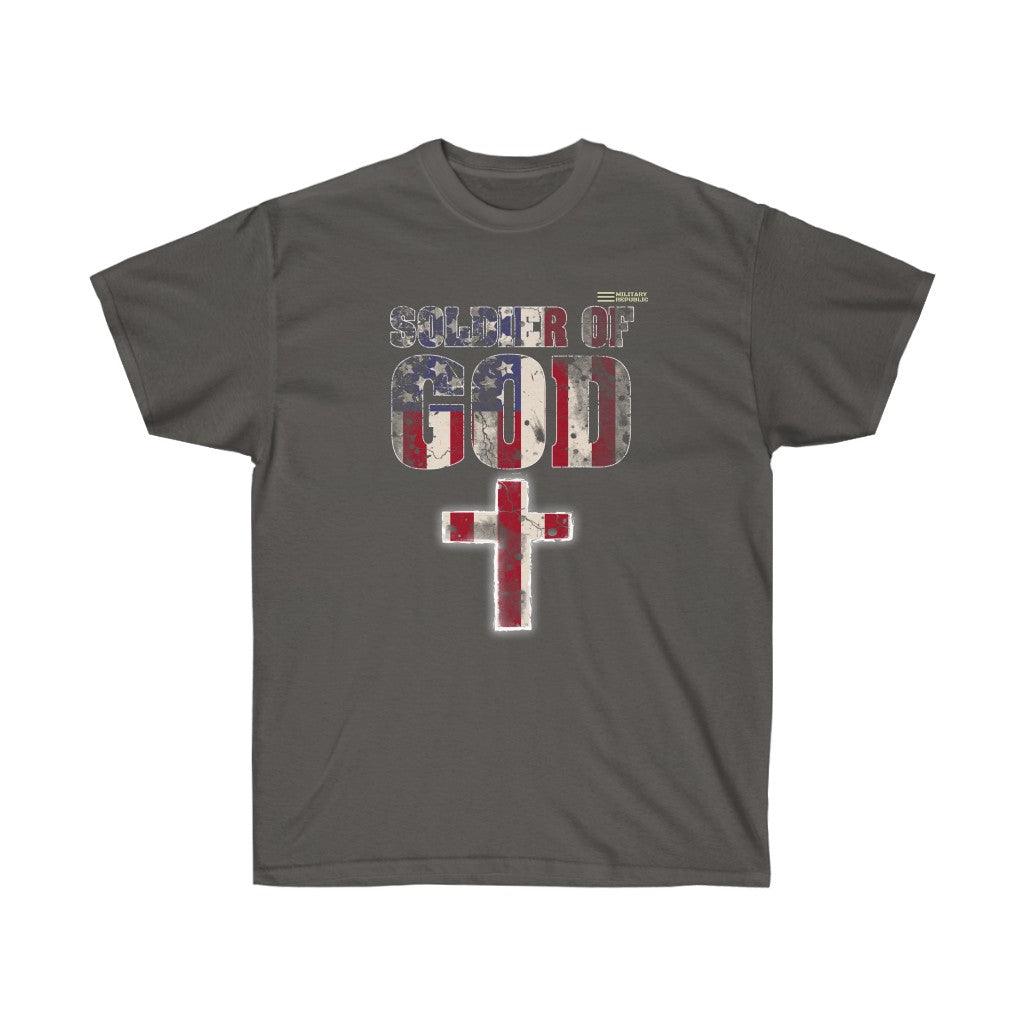 Soldier of God USA Flag & Cross T-shirt - Military Republic