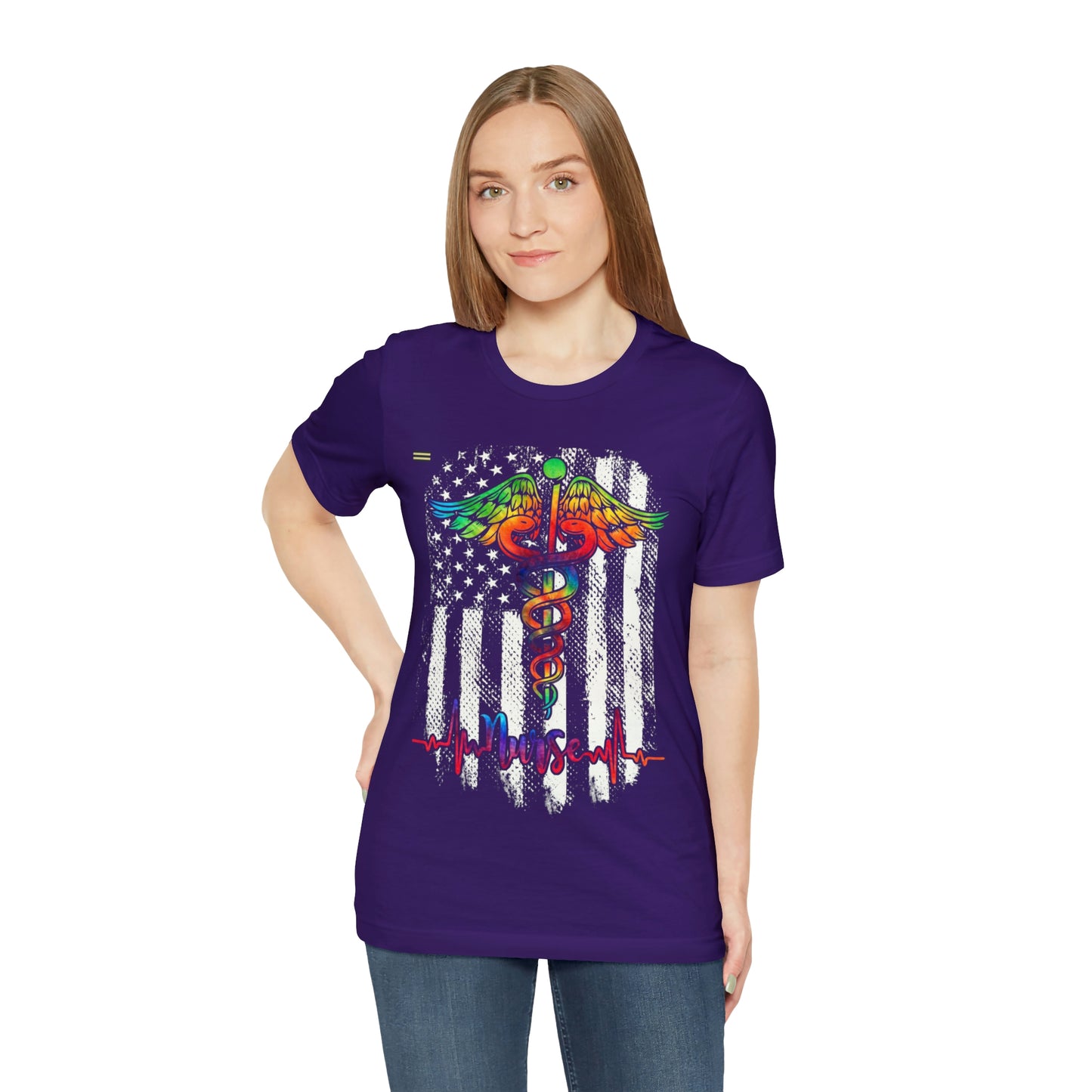 Nurse Calligraphy with Distressed Flag Design Nurse T-shirt