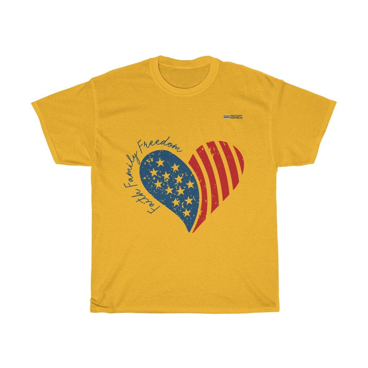 Faith, Family, Freedom Heart Patriotic T-shirt - Military Republic