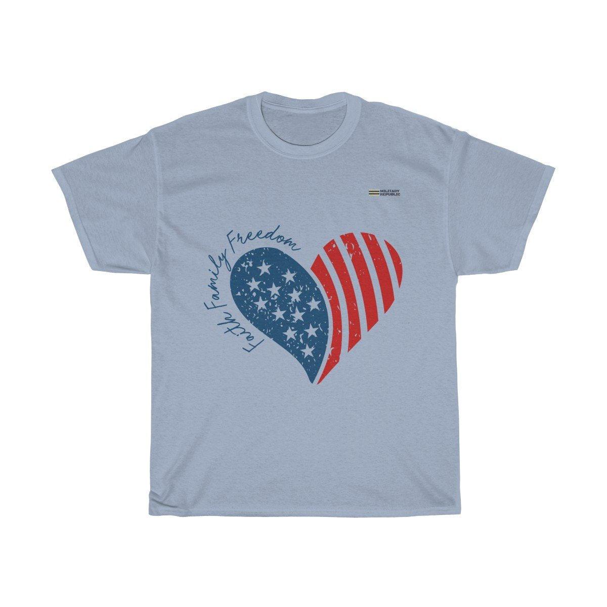 Faith, Family, Freedom Heart Patriotic T-shirt - Military Republic