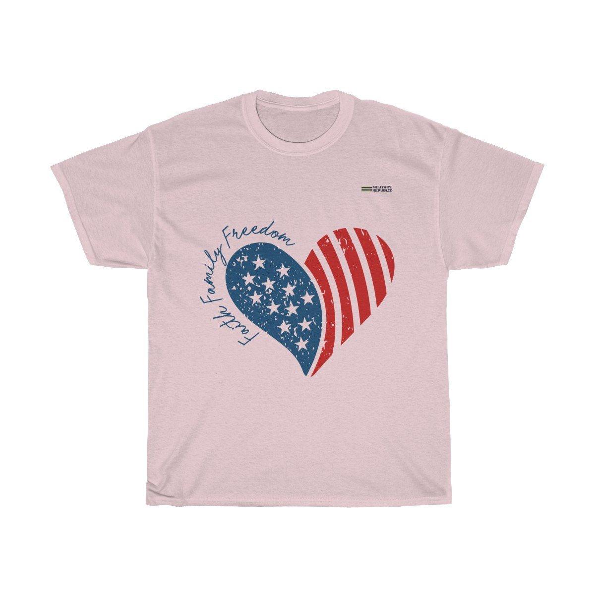 Faith, Family, Freedom Heart Patriotic T-shirt - Military Republic