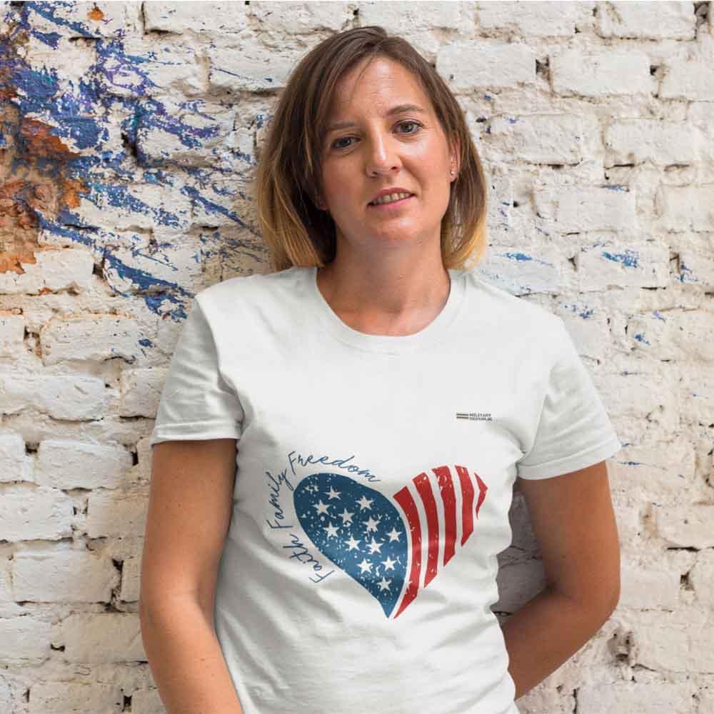 Faith, Family, Freedom Heart Patriotic T-shirt - Military Republic