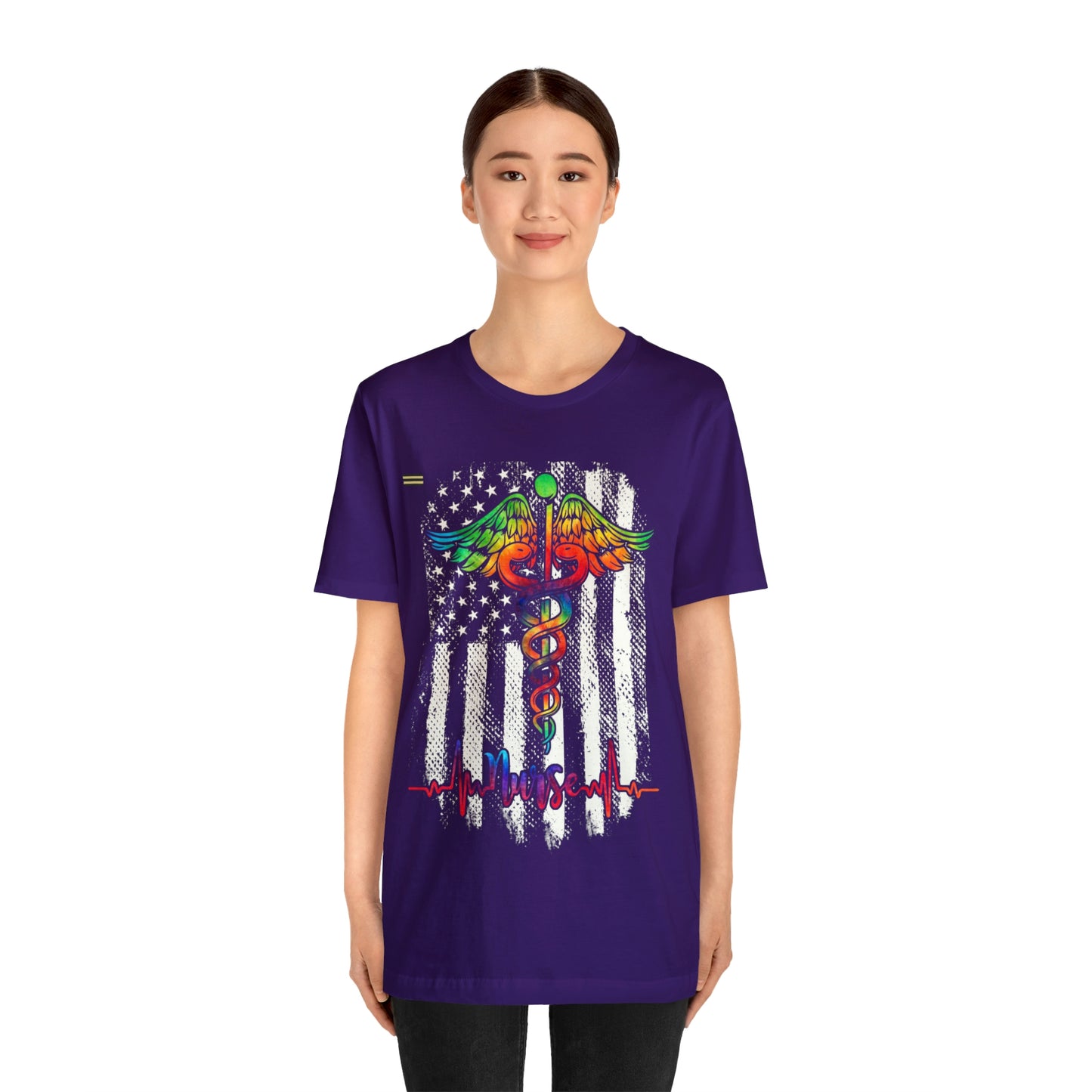 Nurse Calligraphy with Distressed Flag Design Nurse T-shirt