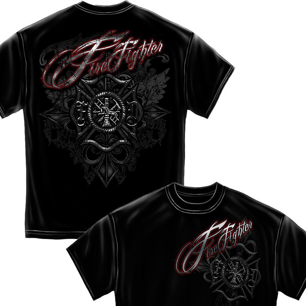 Firefighter Red Foil T Shirt-Military Republic