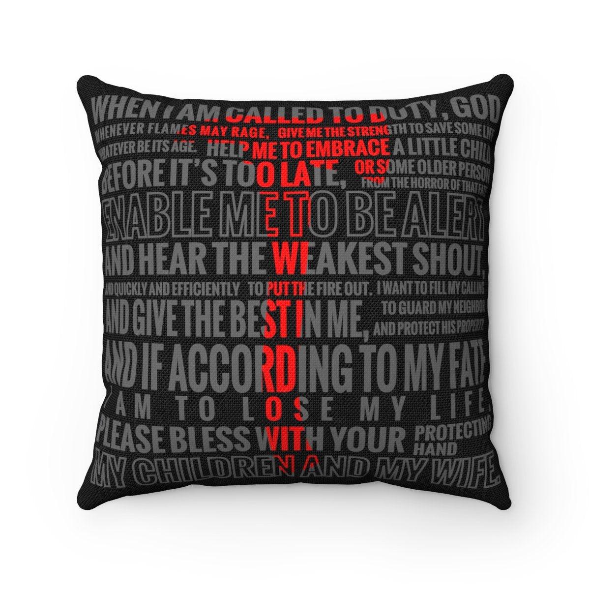 Firefighter's Prayer Spun Polyester Square Pillow - Military Republic
