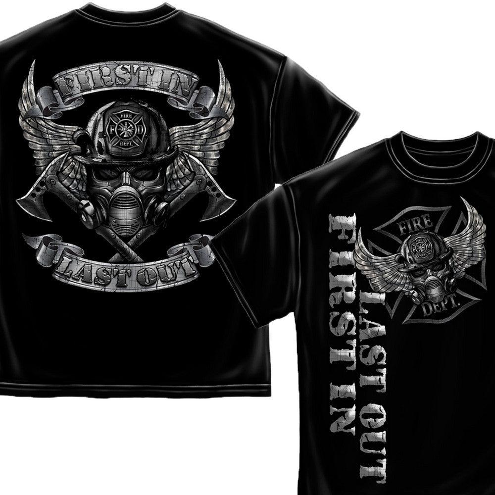 First In Last Out Firefighter T-Shirt-Military Republic