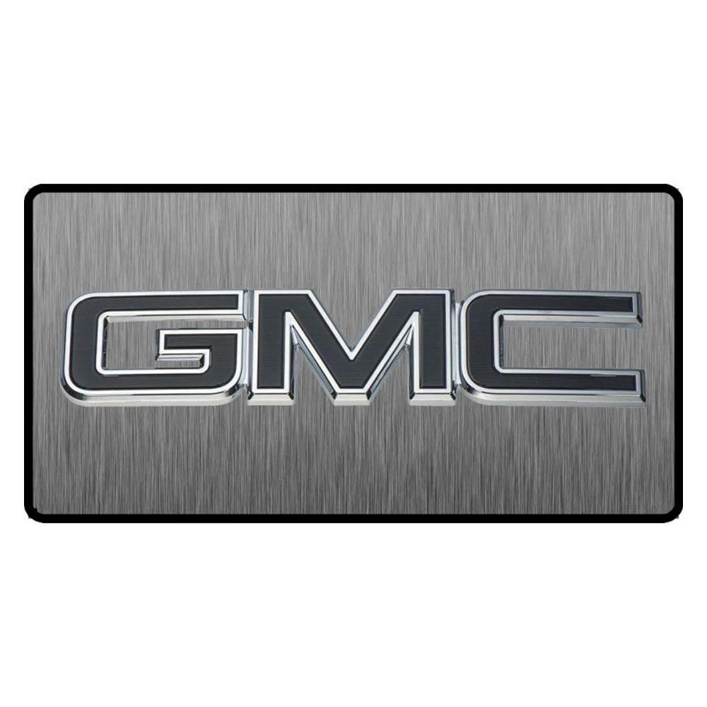 GMC Navy Blue Logo 3D Look Flat Photo License Plate - Military Republic