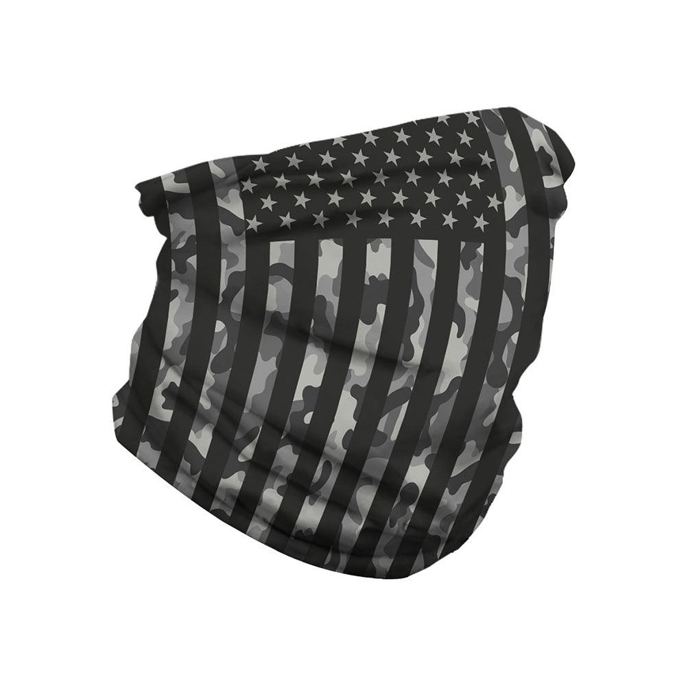 Grey Camo USA Flag Outdoors Motorcycle Face Mask Bandana Headwear - Military Republic