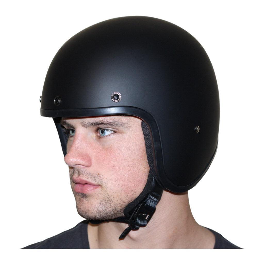 Retro Dull Black with Orange Accents Full Face Motorcycle Half Helmet - Military Republic