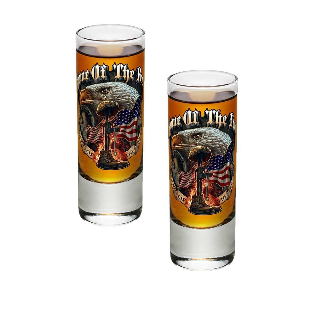 Home Of The Free Because Of The Brave Shot Glasses-Military Republic