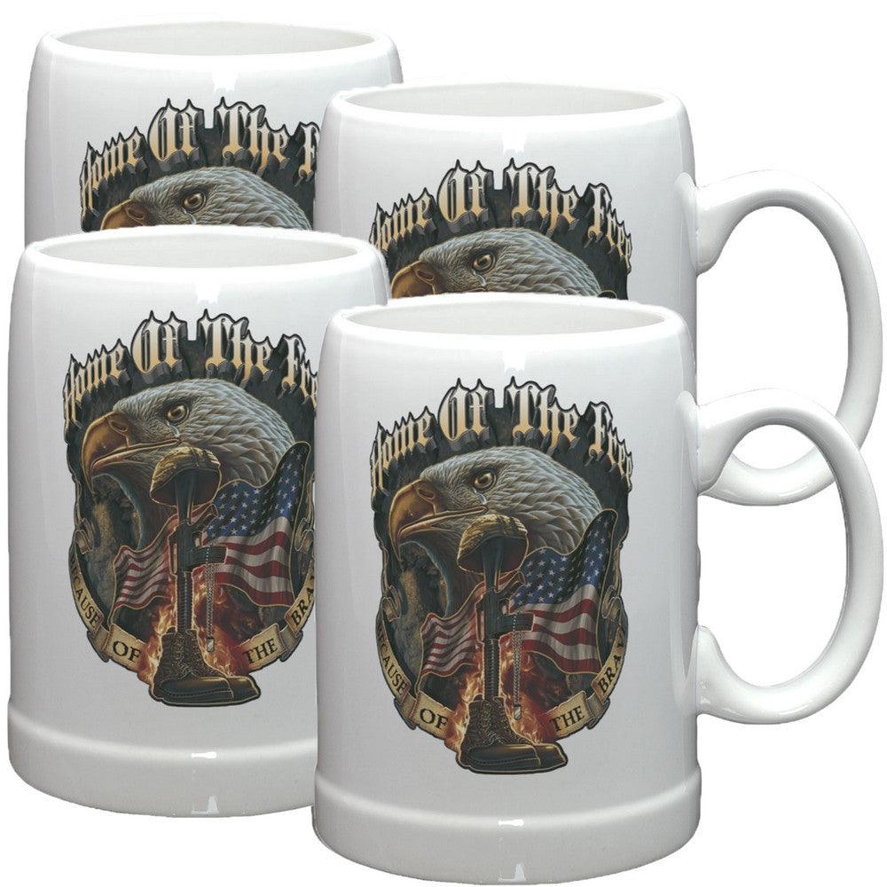 Home Of The Free Because Of The Brave Stoneware Mug Set-Military Republic