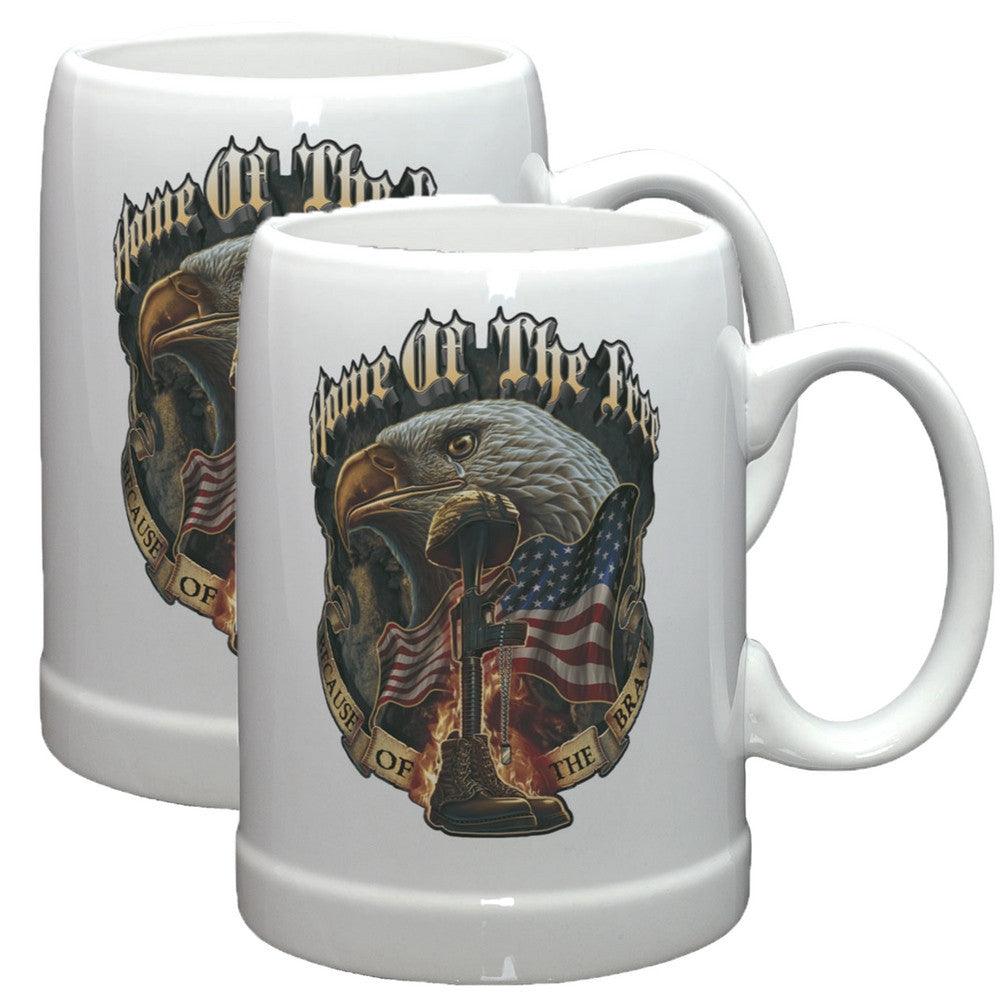 Home Of The Free Because Of The Brave Stoneware Mug Set-Military Republic