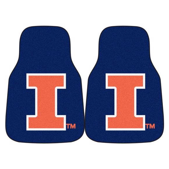 University of Illinois 2Pk Carpet Car Mat Set - Military Republic