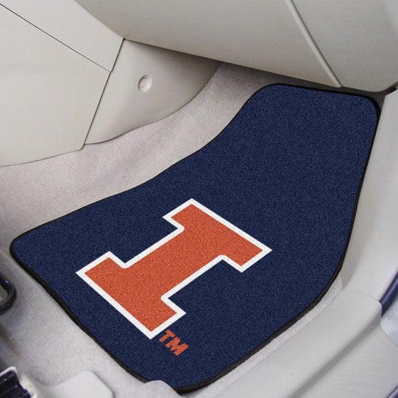 University of Illinois 2Pk Carpet Car Mat Set - Military Republic
