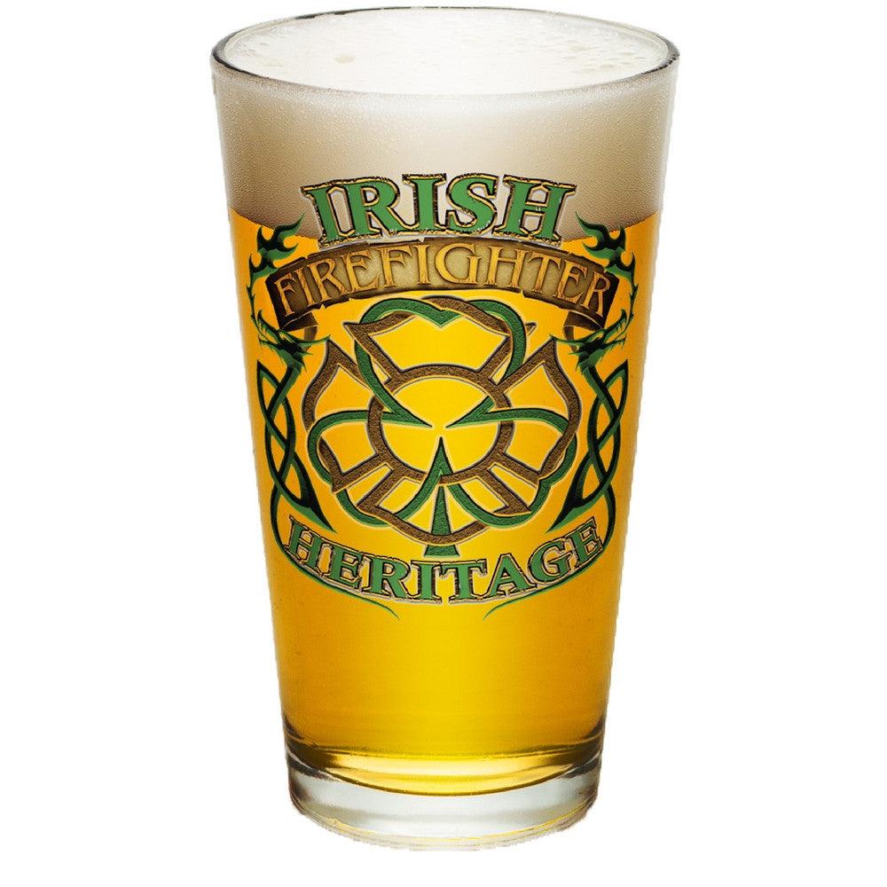 Irish Firefighter Heritage Badge Pint Glasses-Military Republic