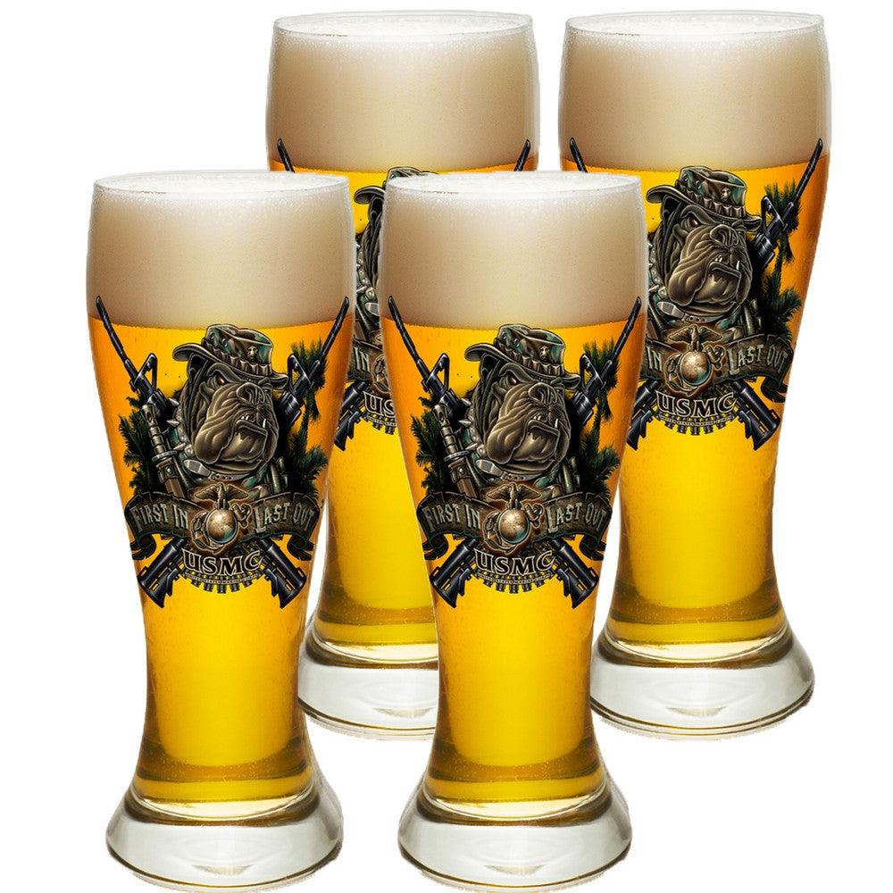 Marines Dog First In Last Out Pilsner Glasses Set-Military Republic