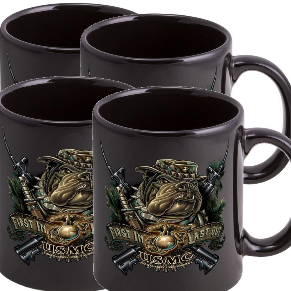 Marines Dog First In Last Out Stoneware Mug Set - Black - Military Republic