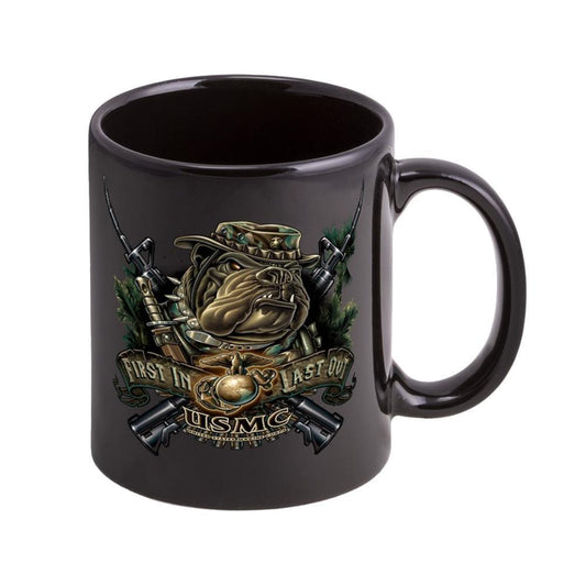 Marines Dog First In Last Out Stoneware Mug Set - Black - Military Republic