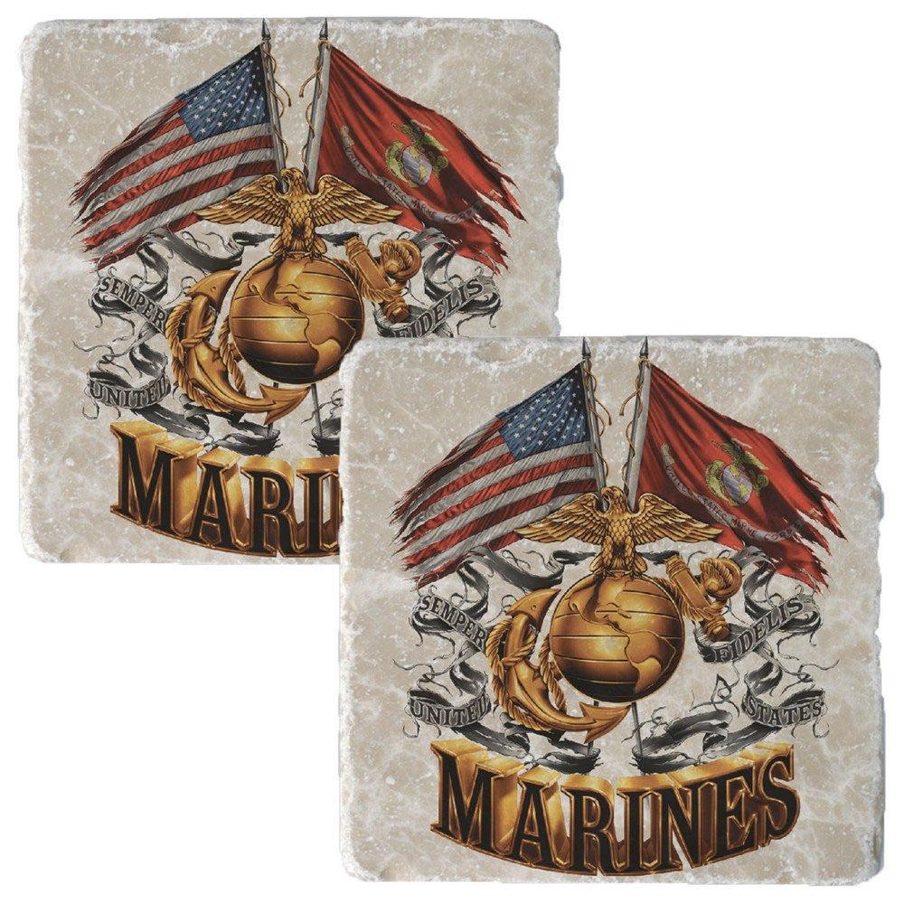 Marines Double Flag Pint Glasses-Military Republic