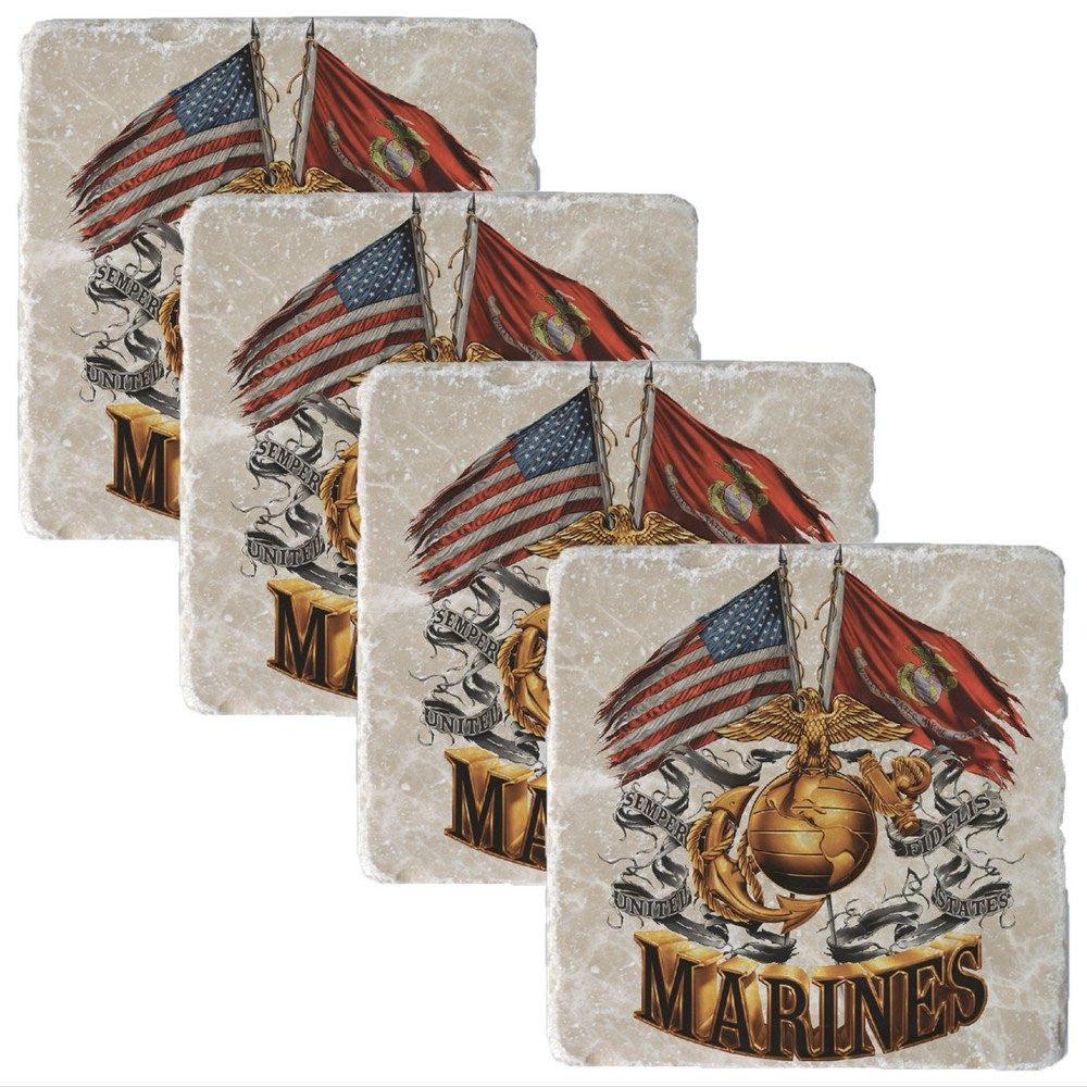 Marines Double Flag Pint Glasses-Military Republic