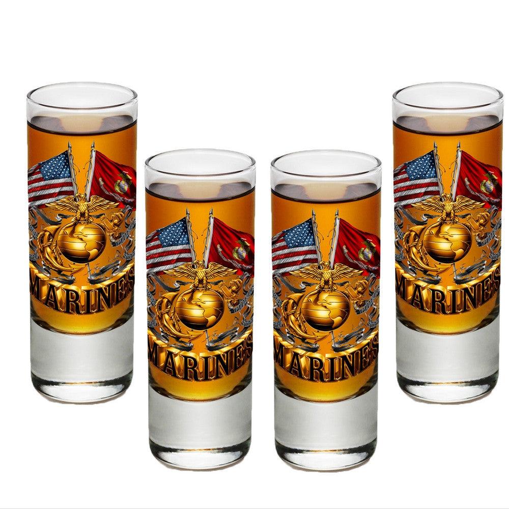 Marines Double Flag Shot Glasses-Military Republic