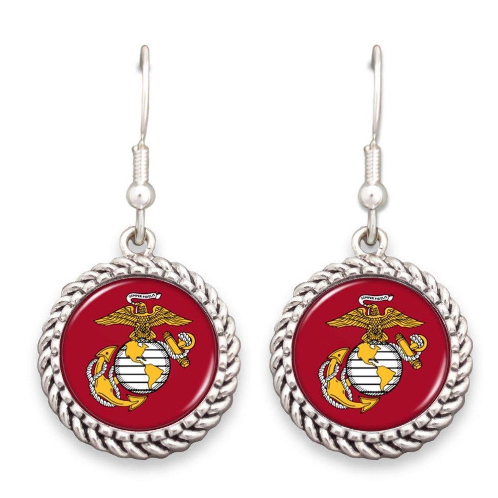 Marines Logo Rope Edge Earrings-Military Republic