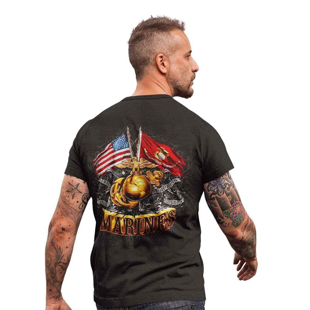 Marines Double Flag T-Shirt - Military Republic