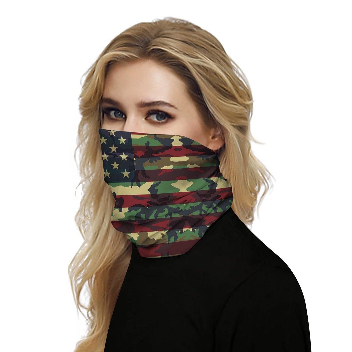 Multi-color Camo USA Flag Design Outdoors Motorcycle Face Mask Bandana Headwear - Military Republic