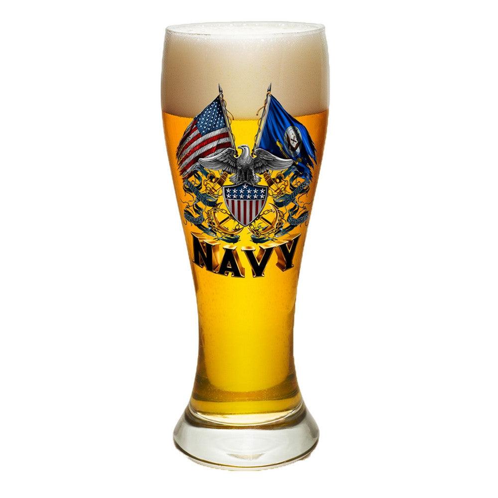 Navy Double Flag Pilsner Glass Set-Military Republic