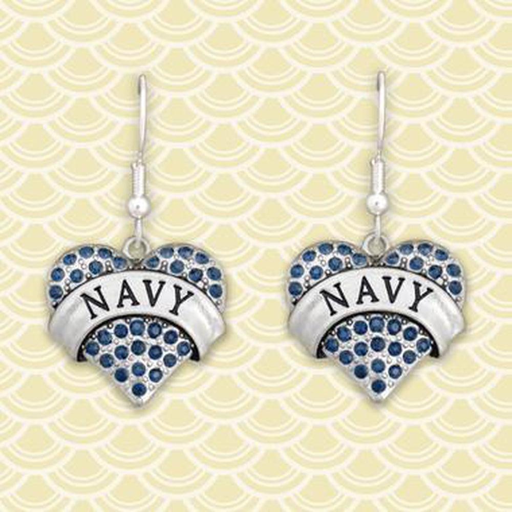 Navy Heart Earrings-Military Republic