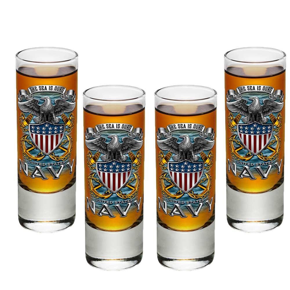 Navy The Sea Is Ours Shot Glasses-Military Republic