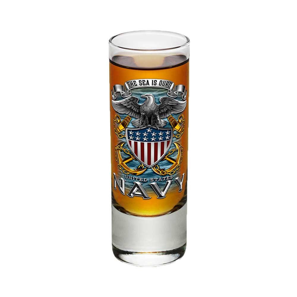 Navy The Sea Is Ours Shot Glasses-Military Republic