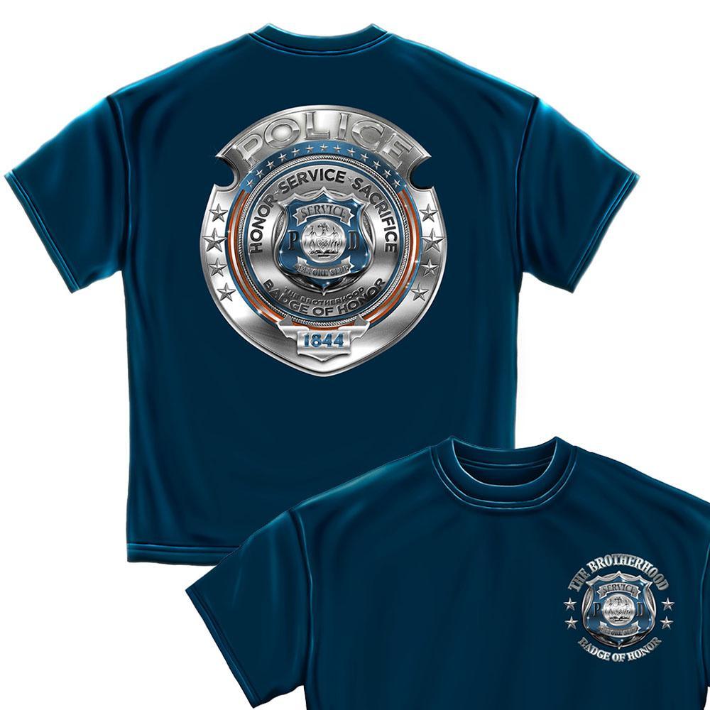 Police Honor Courage Sacrifice Badge T-Shirt - Military Republic