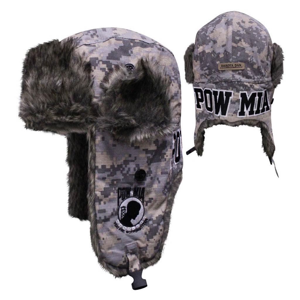 Dakota Dan POW-MIA Camo Faux Rabbit Fur Aviator Cap - Military Republic