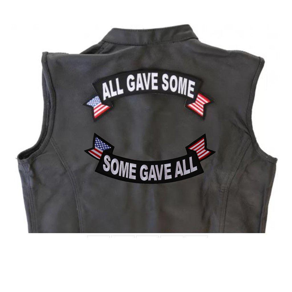 All Gave Some - Some Gave All Rocker Set of Two Patches With US Flag Design - 11x4 inch - Military Republic