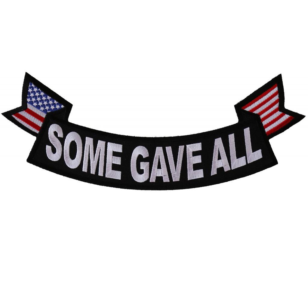 Some Gave All Lower Veteran Rocker Patch With US Flag on Edges - 11x4 inch - Military Republic