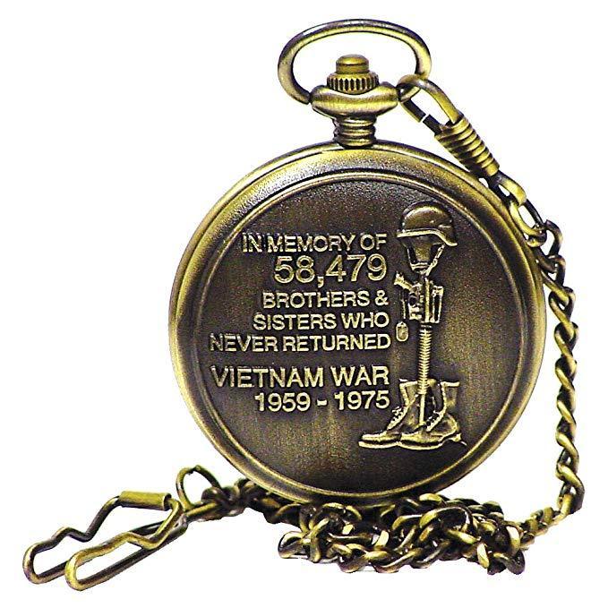 POW MIA Vietnam War Memorial Pocket Watch With Gift Box - Military Republic