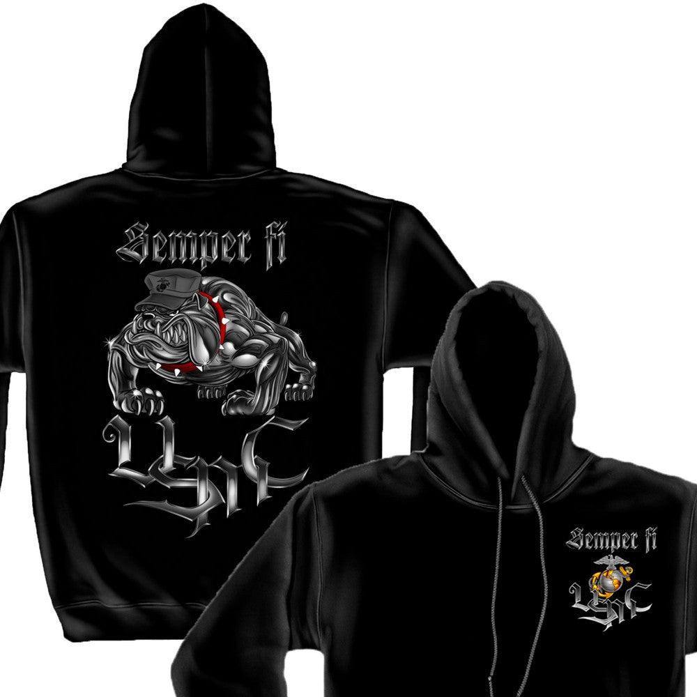 Semper Fi Chrome Dog Hoodie-Military Republic