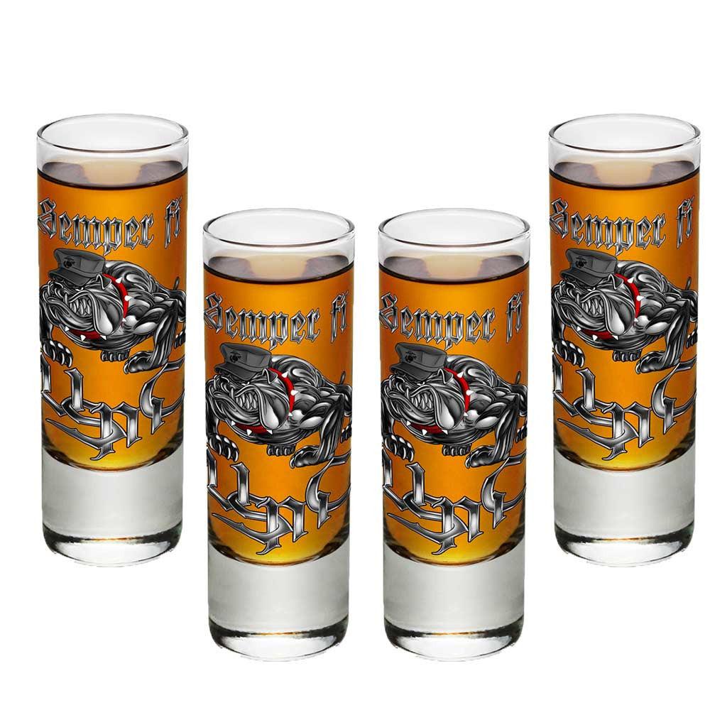 Semper Fi Chrome Shot Glasses-Military Republic
