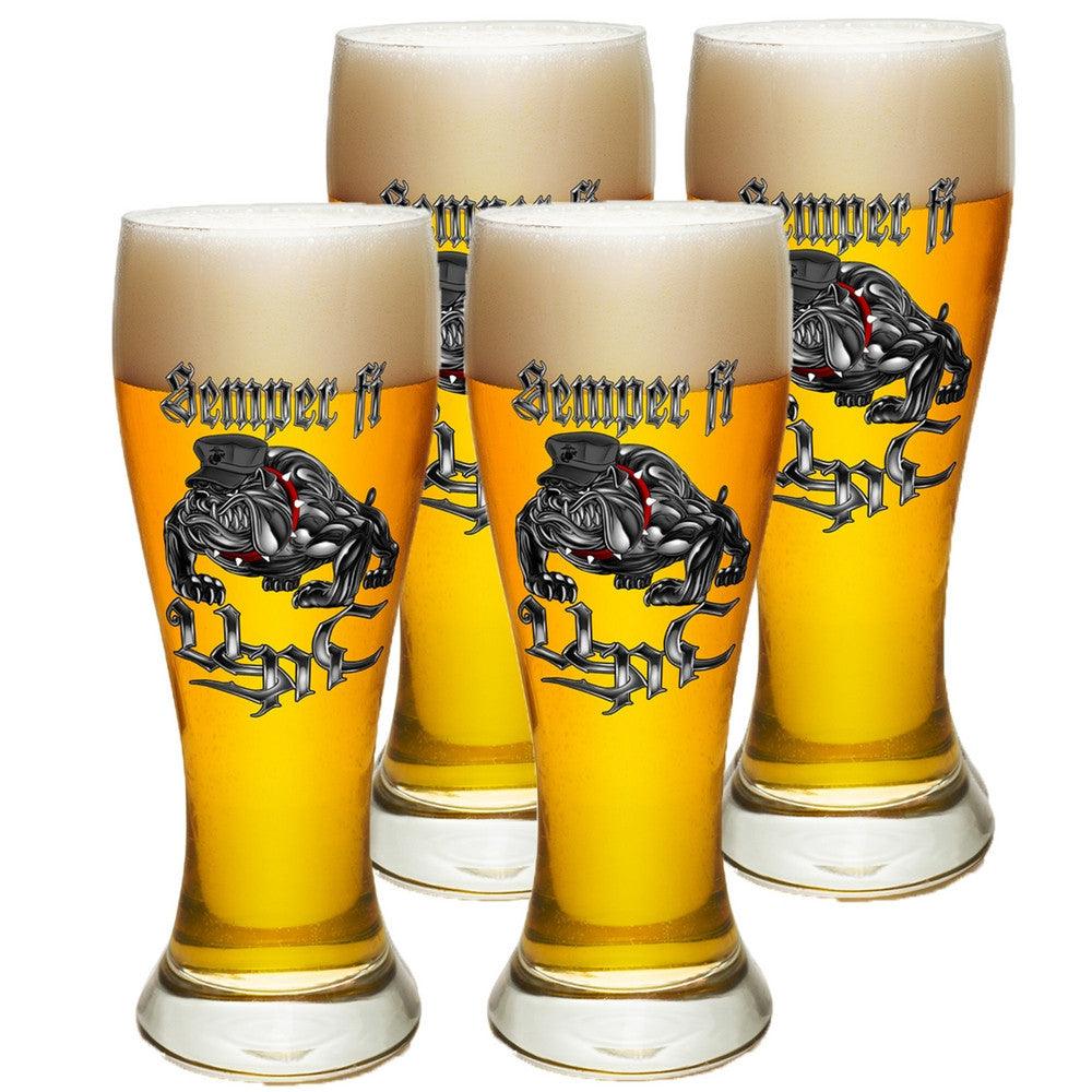 Semper Fidelis Chrome Pilsner Glasses Set Military Republic