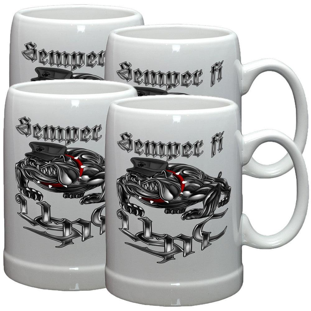 Semper Fidelis Chrome Stoneware Mug Set-Military Republic