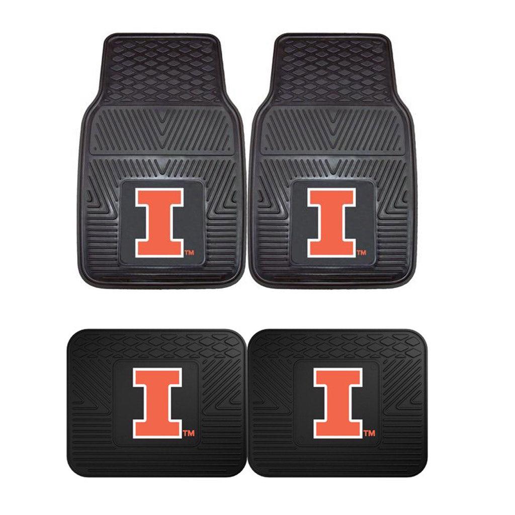 University of Illinois 2pk Heavy Duty Vinyl Car Mat Set - Military Republic