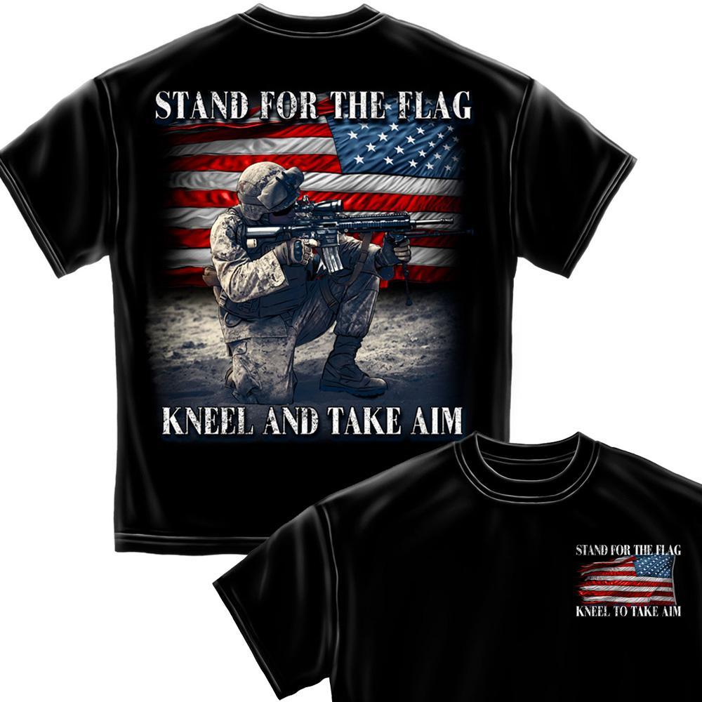 Stand For The Flag Kneel And Take Aim Premium Men's Long Sleeve - Military Republic