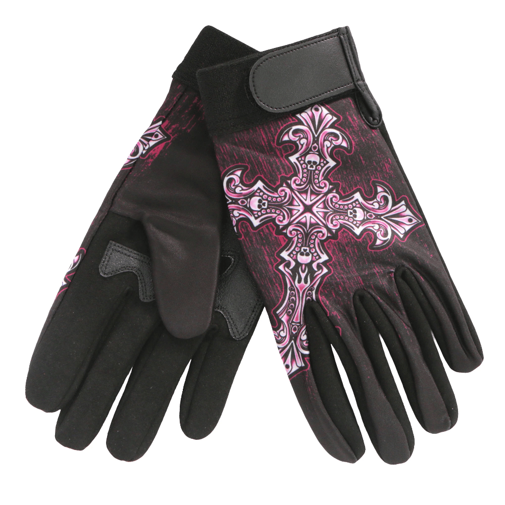 Sublimated Gothic Cross Motorcycle Gloves - Military Republic