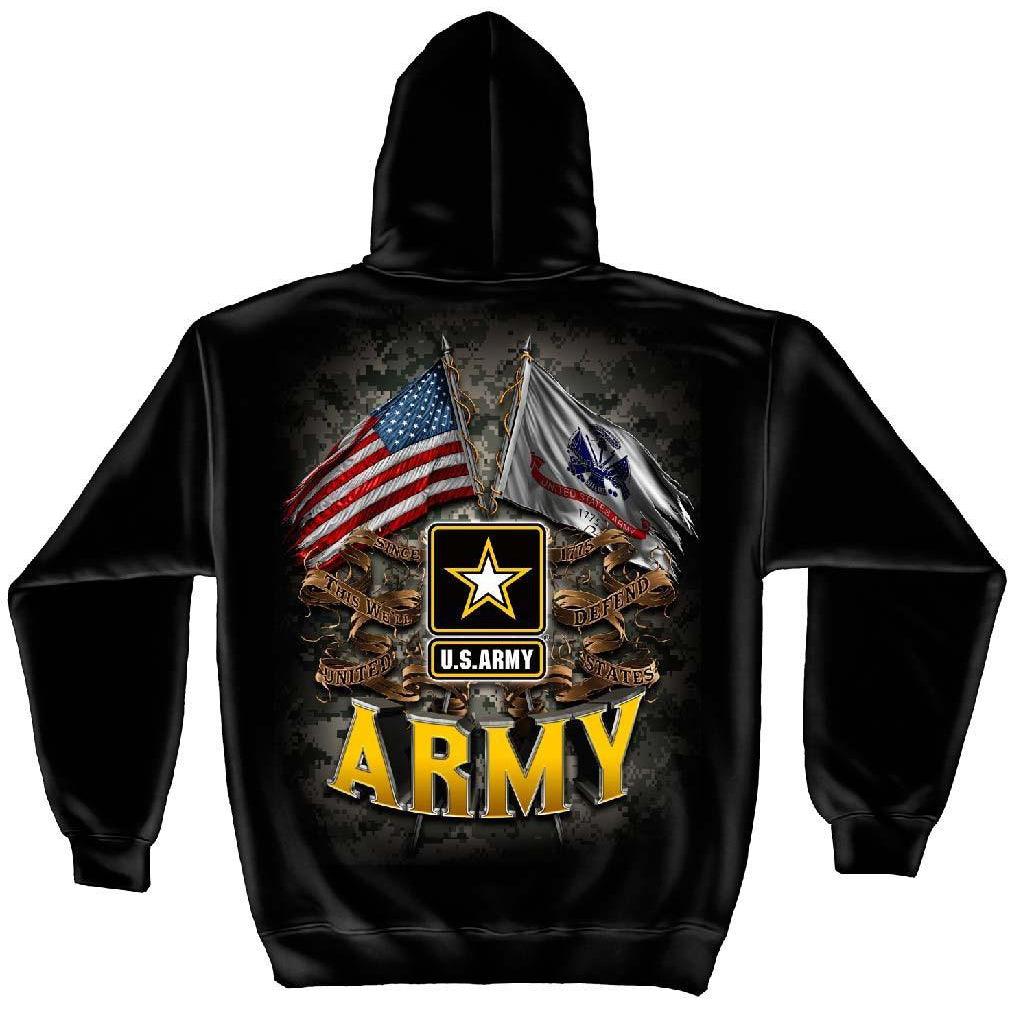 US Army Double Flag Hoodie + 2" Decal-Military Republic