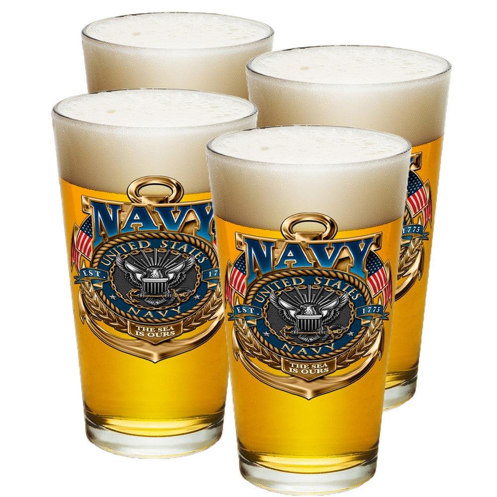 US Navy Badge Pint Glasses-Military Republic