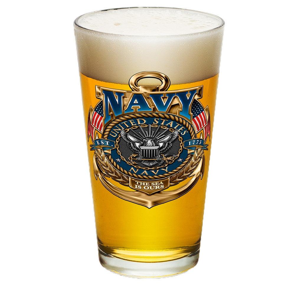 US Navy Badge Pint Glasses-Military Republic