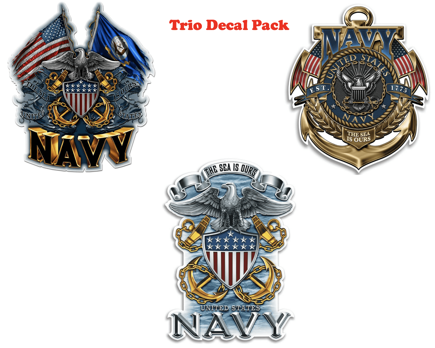 US Navy Best Seller Trio Decal Pack - Military Republic